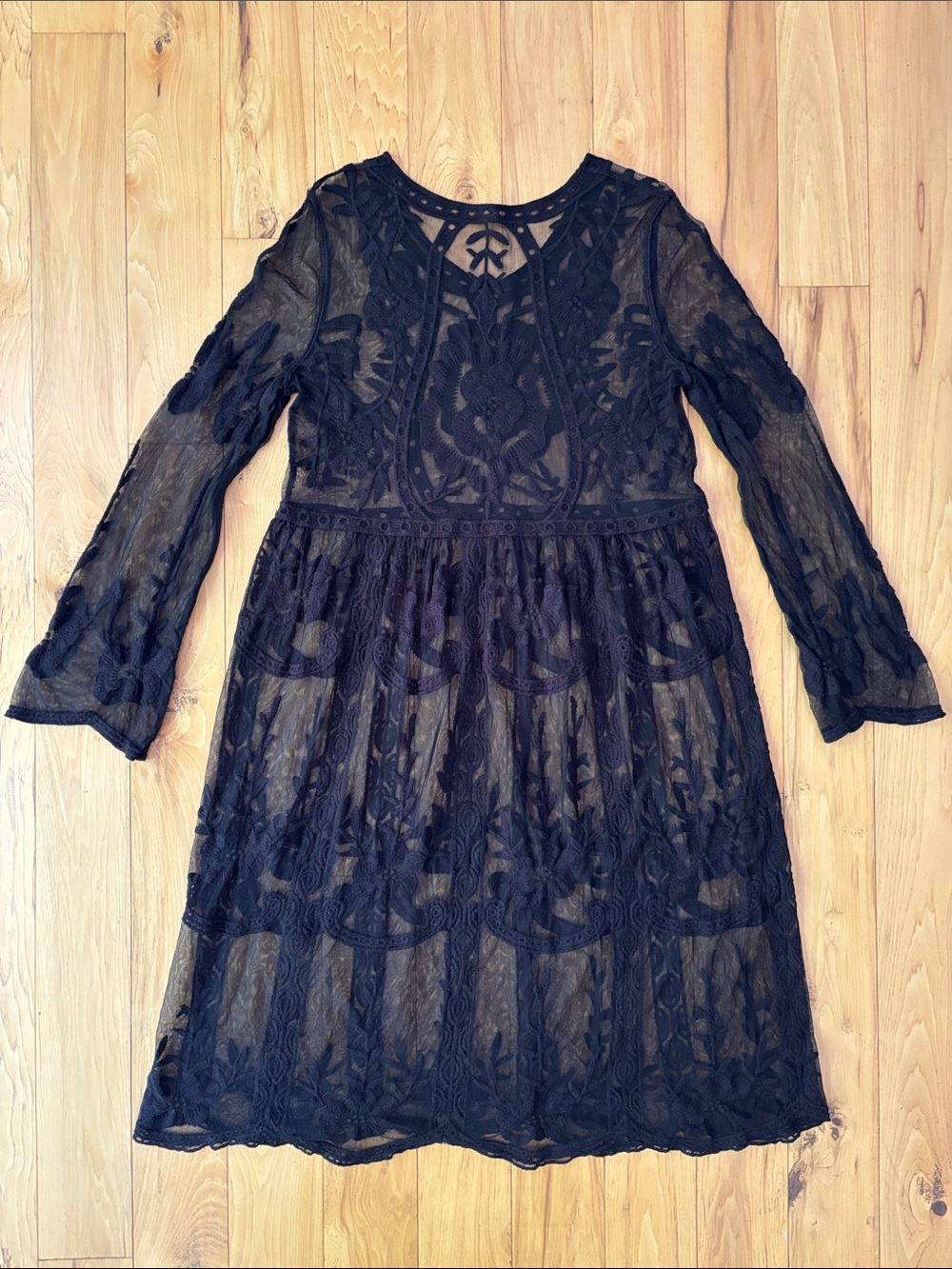 Black Lace Whimsigoth Dark Romantic Goth Vampy Witchy Pull-on Dress | Size M/L